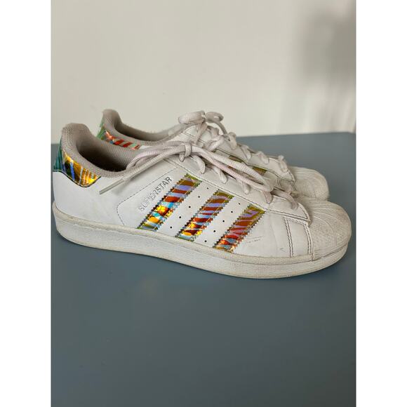 Adidas womens sneaker size 7 Superstar iridescent stripes - Picture 1 of 8